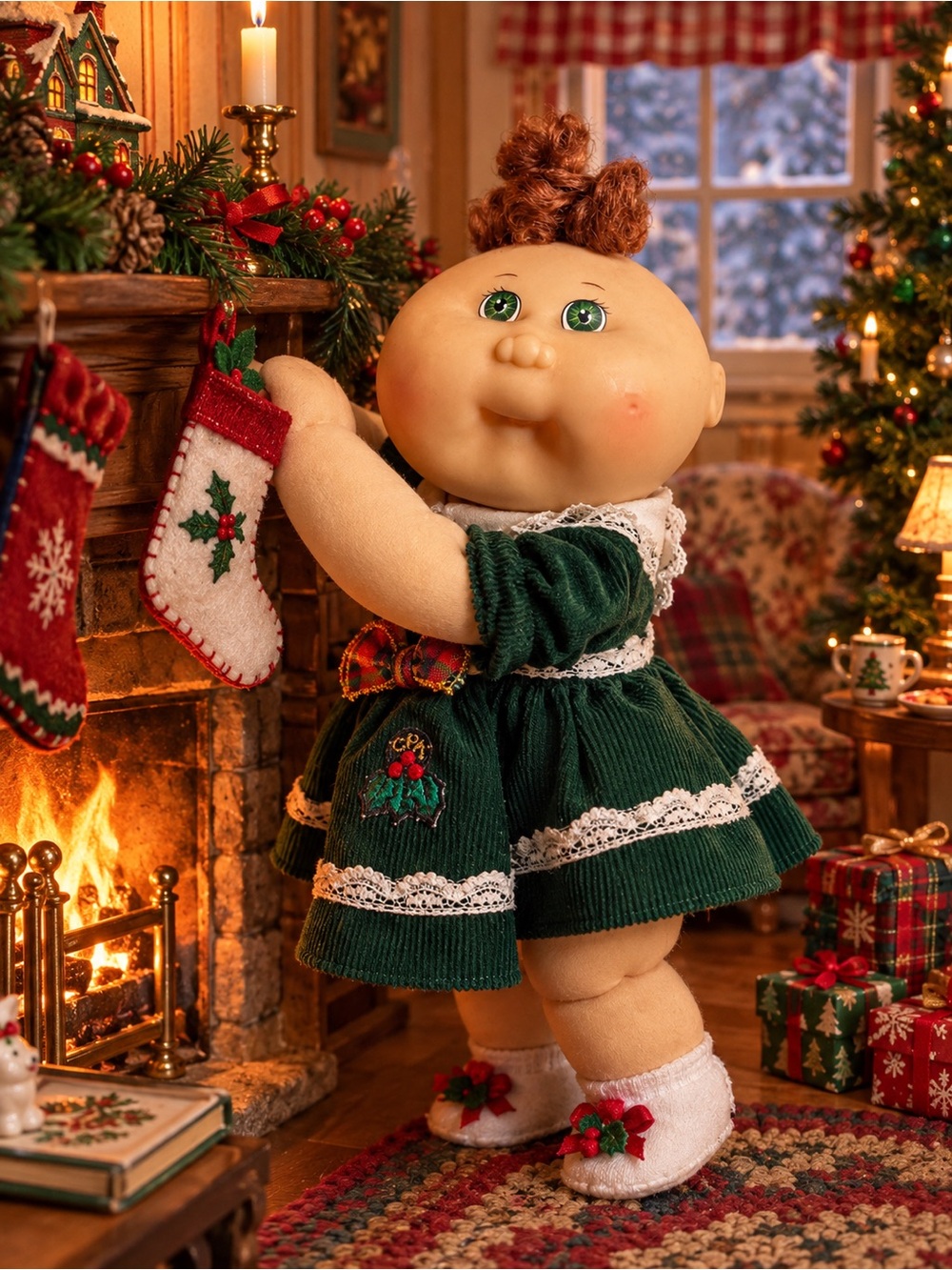 1997 Mattel Cabbage Patch Special Edition Christmas Doll Curly Brown Hair